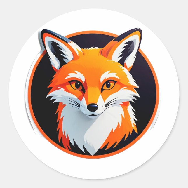 Sticker Rond Tête de renard vibrant (Devant)