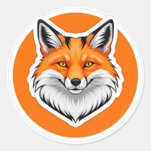 Sticker Rond Tête de renard vibrant