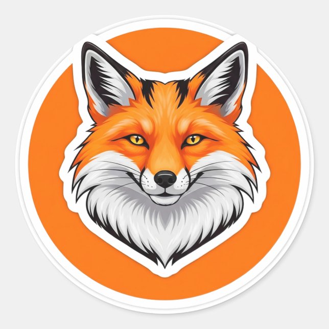 Sticker Rond Tête de renard vibrant (Devant)