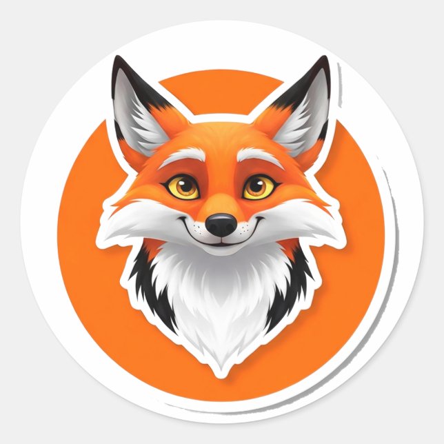 Sticker Rond Tête de renard vibrant (Devant)
