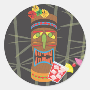 Sticker Rond Tête de Retro Tiki