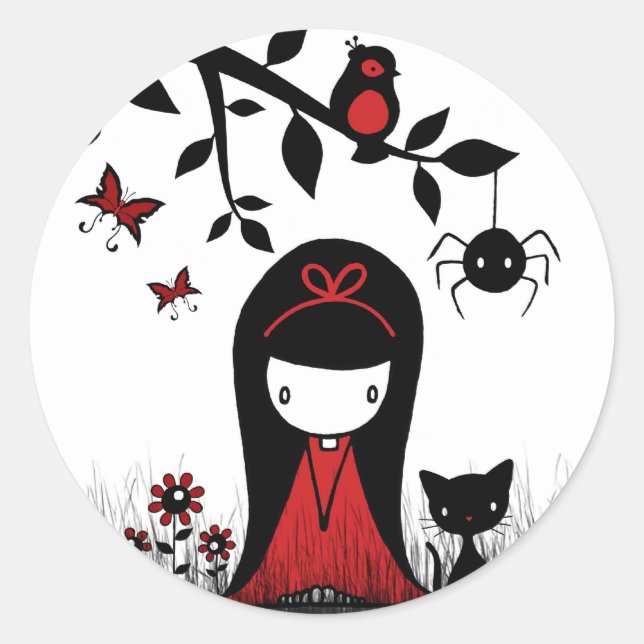 Sticker Rond Tête de ruban rouge (Devant)