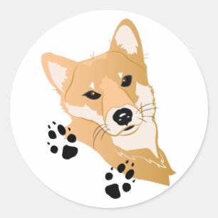 Sticker Rond Tête de Shiba Inu
