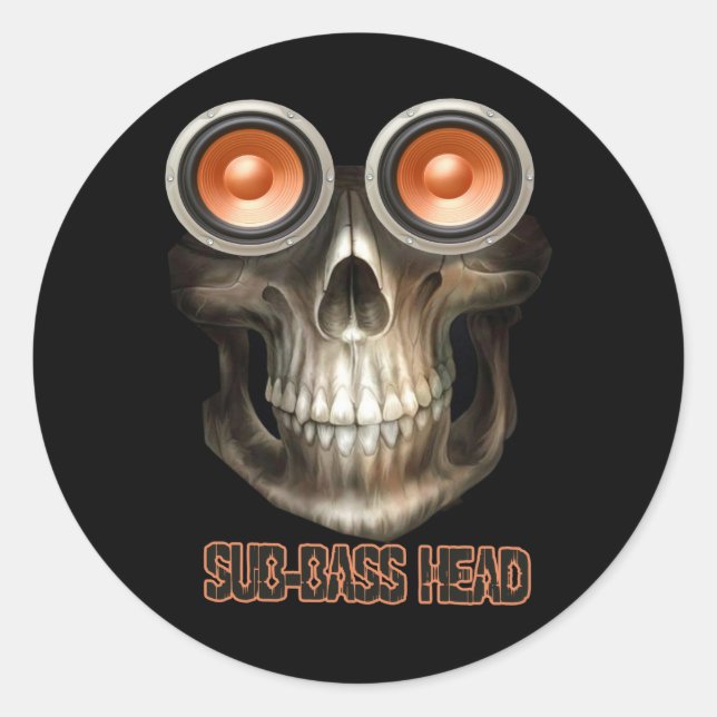 Sticker Rond tête de sous-basse Dubstep (Devant)