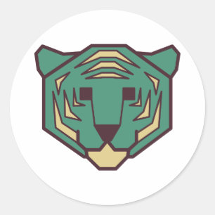 Sticker Rond Tête de tigre bleue