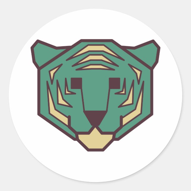 Sticker Rond Tête de tigre bleue (Devant)