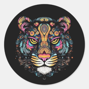 Sticker Rond Tête de tigre géniale