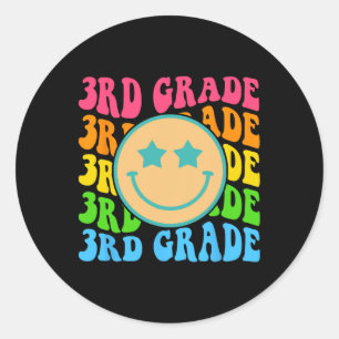Sticker Rond Tête de vibes de troisième année groovy Rétro ense