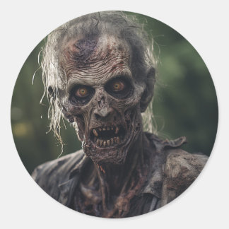 Sticker Rond Tête d'horreur Zombie