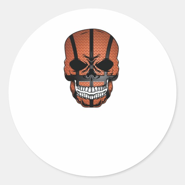 Sticker Rond Tête du crâne de basket-ball effrayant (Devant)