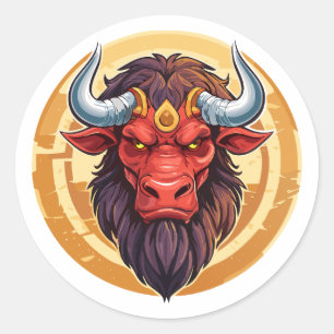 Sticker Rond Tête d'un minotaure de la mythologie grecque