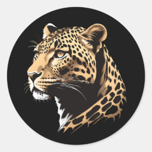 Sticker Rond Tête léopard