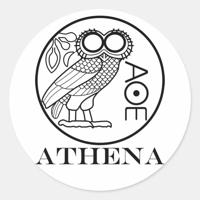 Sticker Rond Tétradrachme de hibou d’Athéna (Police graveurs) (Devant)
