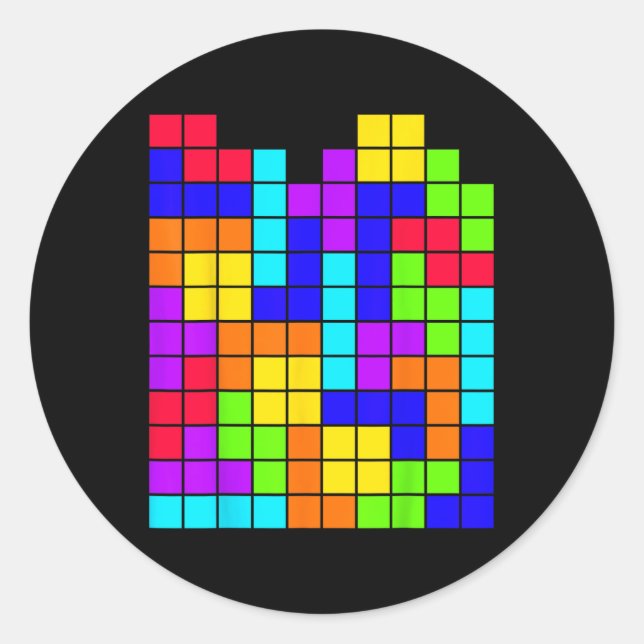 Sticker Rond Tetrominoes Bloc Puzzle Vidéo Jeu Math Enseignant  (Devant)