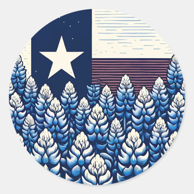 Sticker Rond Texas Bluebonnets State Flag Texan Pride (Devant)