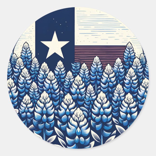 Sticker Rond Texas Bluebonnets State Flag Texan Pride (Devant)