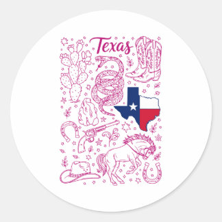 Sticker Rond Texas Cowboy Pack Western Vibes