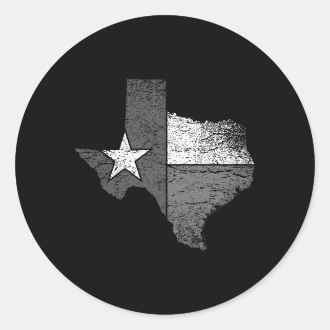 Sticker Rond Texas Drapeau Bw Carte De L'État Du Texas (Devant)