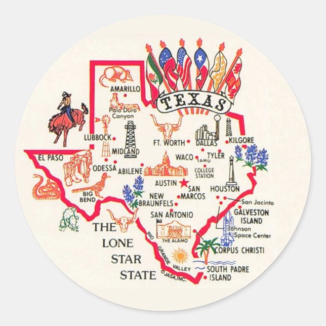 Sticker Rond Texas - État de la Lone Star (Devant)