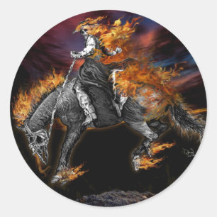 Sticker Rond Texas Ghost Rider