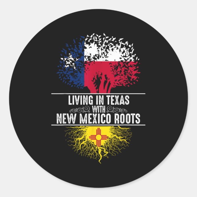 Sticker Rond Texas Home New Mexico Roots State Tree Flag Love G (Devant)