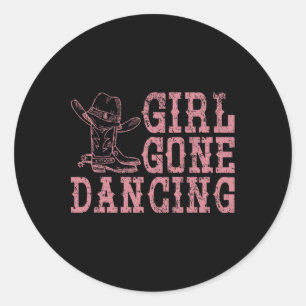 Sticker Rond Texas Line Dancing Rodeo Cowboy ligne cadeau Danse