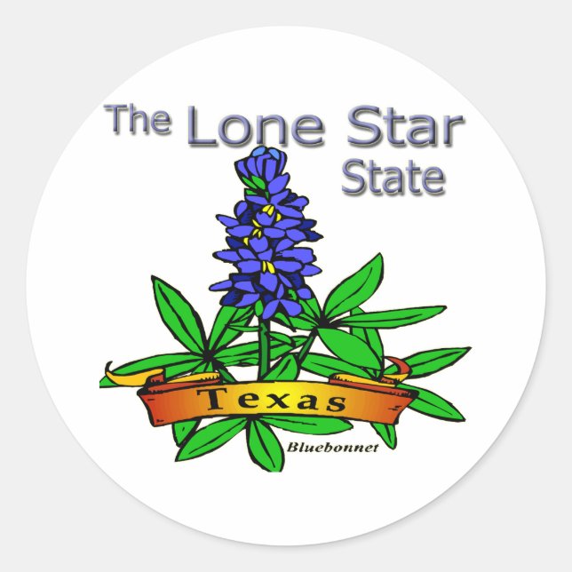 Sticker Rond Texas Lone Star State Bluebonnet (Devant)