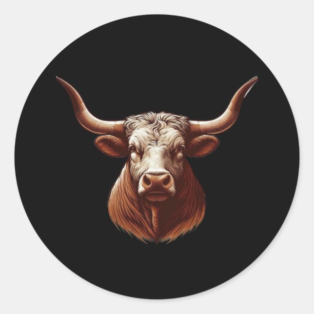 Sticker Rond Texas Longhorn (Devant)