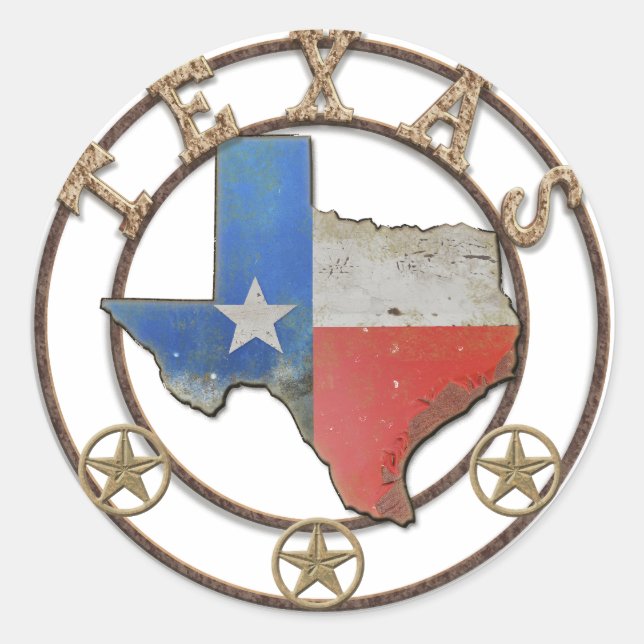 Sticker Rond Texas Map Barn Art (Devant)