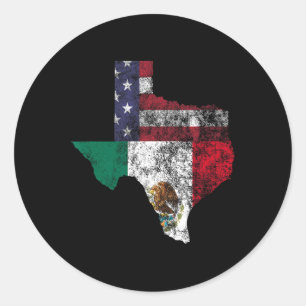Sticker Rond Texas Mexique Drapeau Américain Cinco De Mayo Mexi