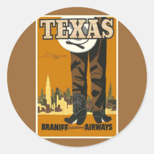 Sticker Rond Texas - Poster Vintage voyage Art