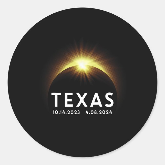 Sticker Rond Texas Solar Eclipse Annular 2023 Totalité Avril 20 (Devant)