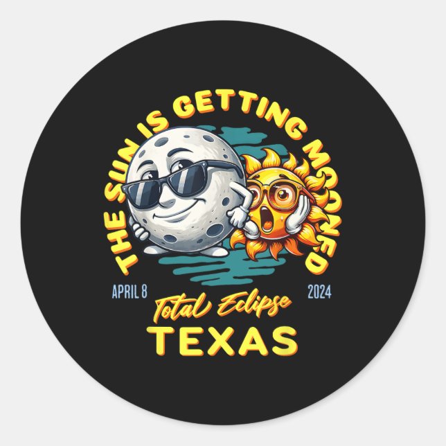Sticker Rond Texas Solar Eclipse Apr 8 2024 Le soleil se lune (Devant)