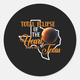 Sticker Rond Texas Total Éclipse Solaire Avril 8 2024 Tot Carte