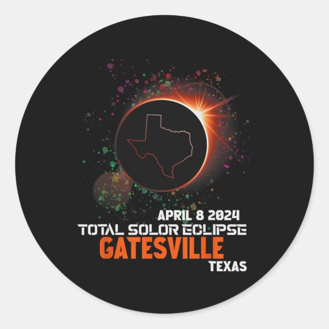 Sticker Rond Texas Total Solar Eclipse 2024 (Devant)