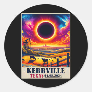 Sticker Rond Texas Total Solar Eclipse 2024 Totalement Vintage