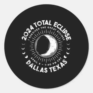 Sticker Rond Texas Total Solar Eclipse 8 avril 2024 Totalité