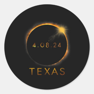 Sticker Rond Texas Total Solar Eclipse Avril 8 2024 Texas Solar