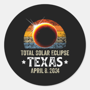 Sticker Rond Texas Total Solar Eclipse Avril 8 2024 Texas Solar