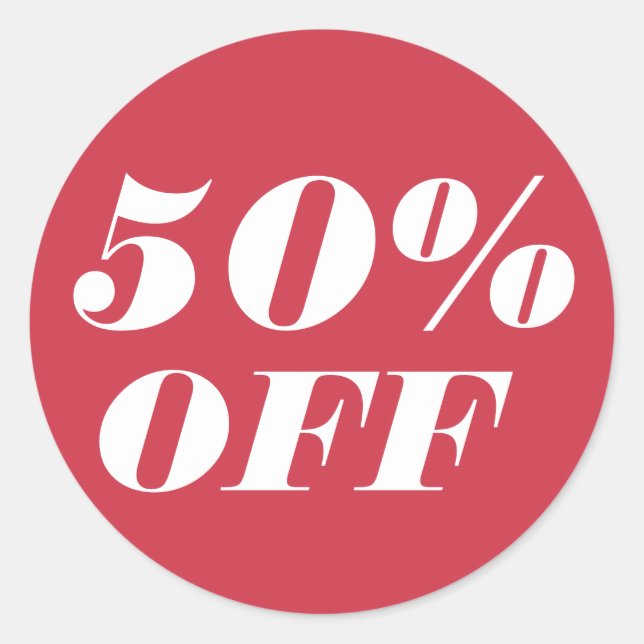 Sticker Rond Texte à 50 % de la Personnaliser OFF (Devant)