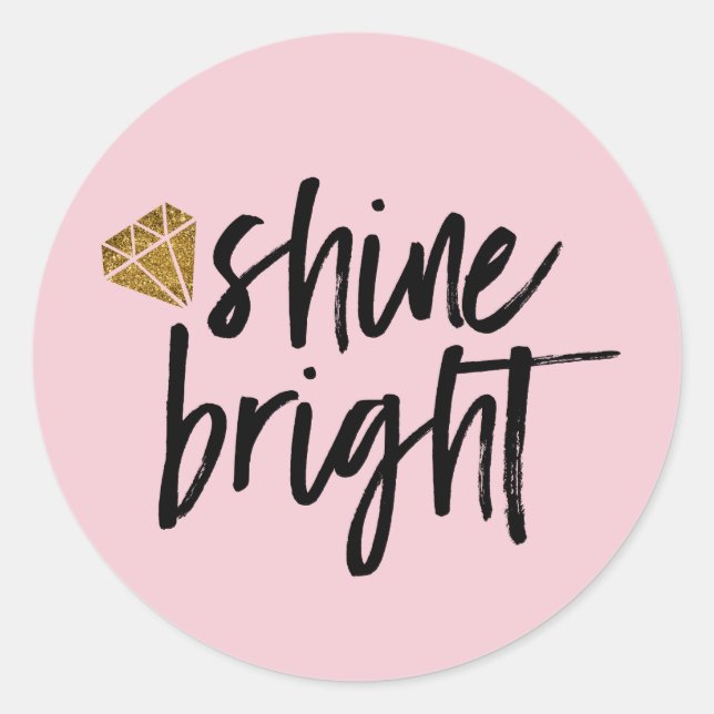 Sticker Rond Texte brillant brillant avec diamant d'or (Devant)