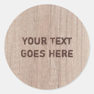 Sticker Rond Texte Brown en bois sur mesure