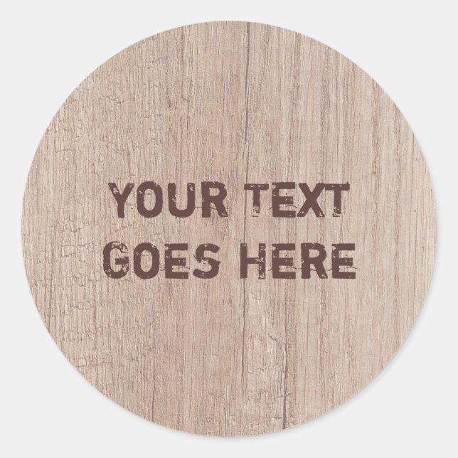 Sticker Rond Texte Brown en bois sur mesure (Devant)