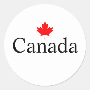 Sticker Rond Texte canadien personnalisé avec feuille d'érable