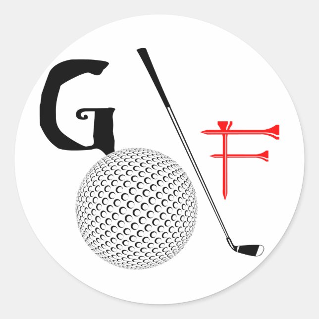 Sticker Rond texte de golf (Devant)