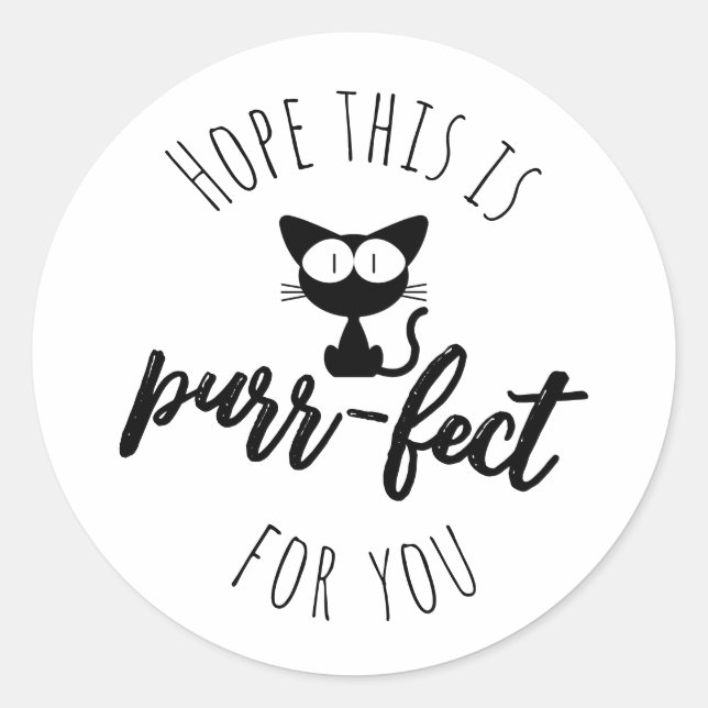 Sticker Rond Texte de jeu de mots de chat noir mignon (Devant)
