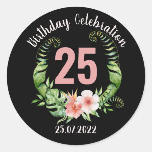 Sticker Rond Texte de la fête du 25e anniversaire