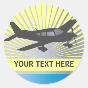 Sticker Rond Texte de la Personnaliser - Avion de basse aile