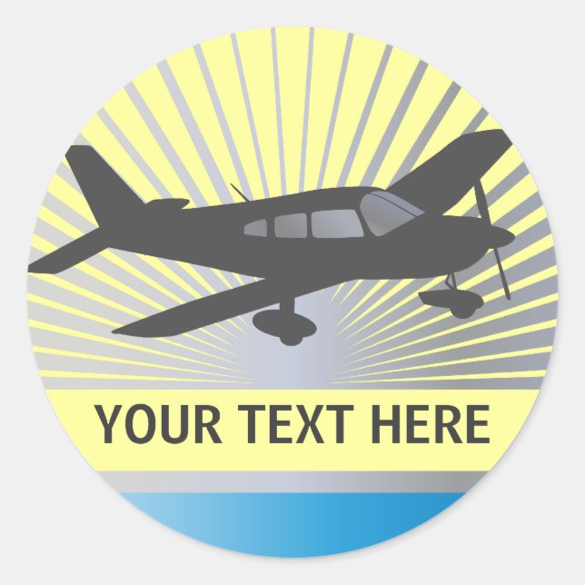 Sticker Rond Texte de la Personnaliser - Avion de basse aile (Devant)