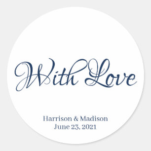Sticker Rond Texte de script marine personnalisé Mariage cadeau